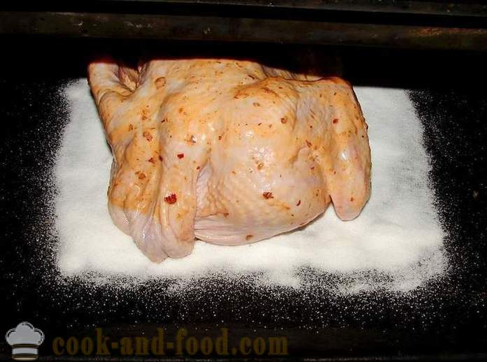 Piščanec soli v pečici - kako kuhati piščanca v soli, korak za korakom receptov fotografije