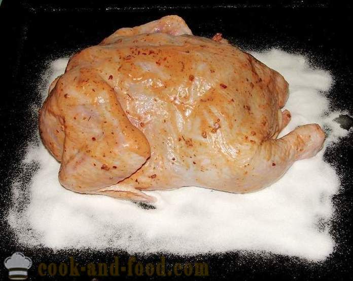 Piščanec soli v pečici - kako kuhati piščanca v soli, korak za korakom receptov fotografije