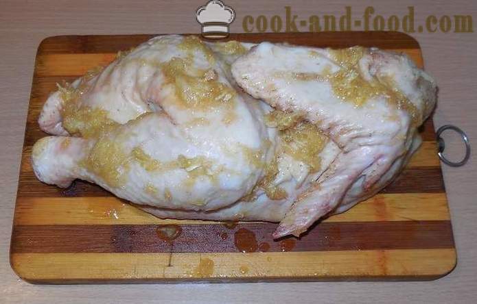 Piščanec pečen v tulcu (pol trupu) - kot okusen piščanec pečen v pečici, pečenega piščanca receptov stopenjsko, s slik