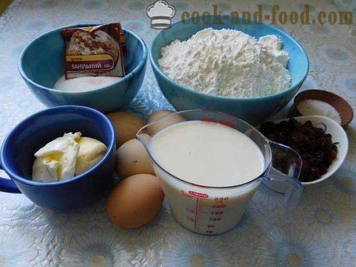 Maslo kolač z rozinami - kako speči kolač z rozinami - korak za korakom receptov fotografije