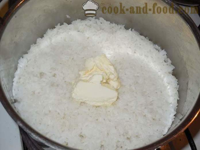 Kako kuhamo hrustljav riž okras v ponvi pravilno - kako pivo riž na vodi - korak za korakom receptov fotografije