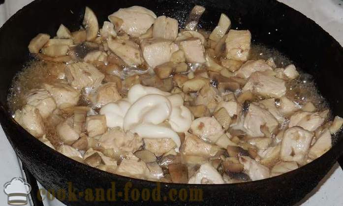 Piščančja Pijani z gobami ali kako kuhati piščanca obara - korak za korakom receptov fotografije