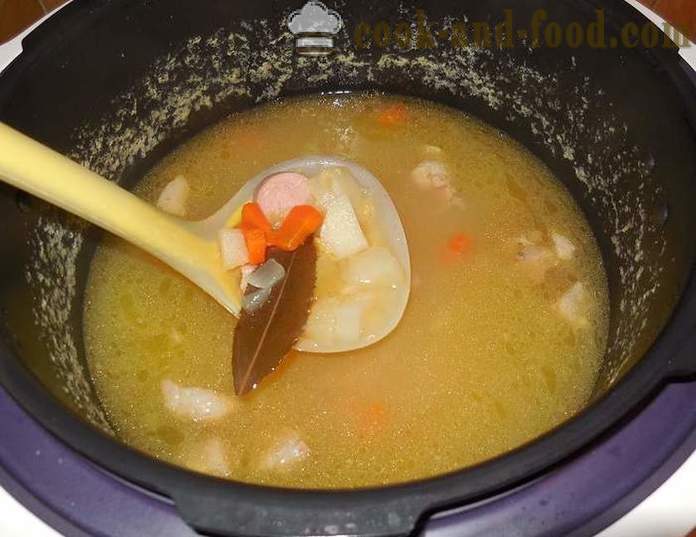 Grahova juha v multivarka, z mesom in prekajene klobase - kako kuhati grah juha - korak za korakom receptov fotografije