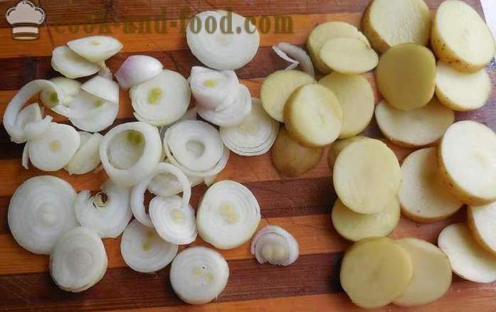 Zelenjavna pečenje z gobami in krompirjem v multivarka - kako kuhanje zelenjave pečenje - recept s fotografijami - korak za korakom