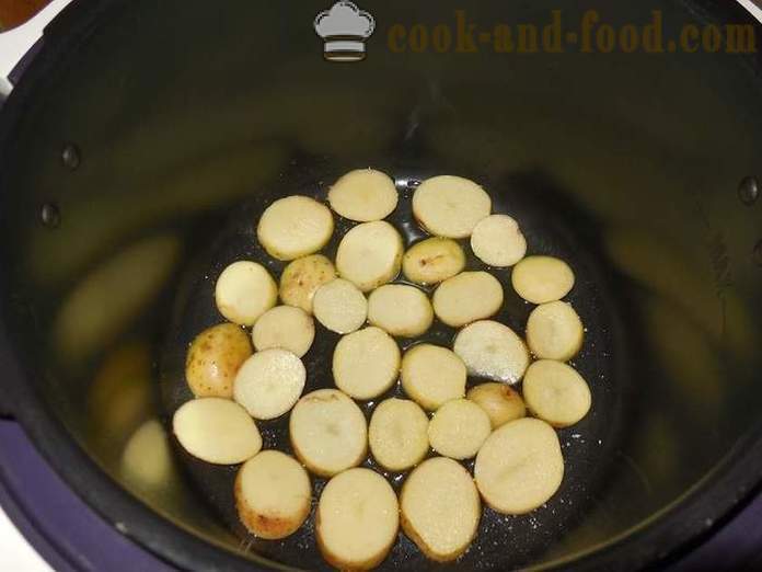 Zelenjavna pečenje z gobami in krompirjem v multivarka - kako kuhanje zelenjave pečenje - recept s fotografijami - korak za korakom