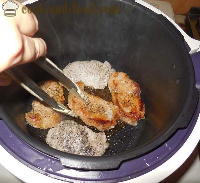 Sočno svinjski zrezek s čebulo - kako kuhati okusno zrezek v multivarka - korak za korakom receptov fotografije