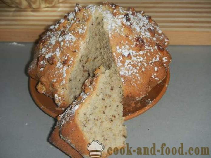 Enostavno oreh cupcake na kefir - kako kuhati torto doma, korak za korakom receptu s fotografijami.