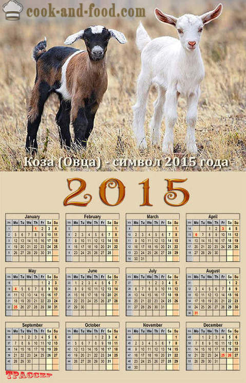 Koledar za 2015 leto kozjem (ovce): prenesete brezplačno koledarja božič s koze in ovce.
