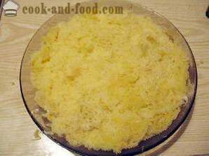 Mimosa solata - turn-temelji klasični recept z sir, maslo, konzervirane hrane in krompirja (foto, video)