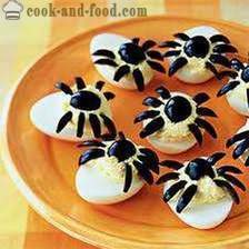 Polnjena jajca in prigrizkov na Halloween recepti: 